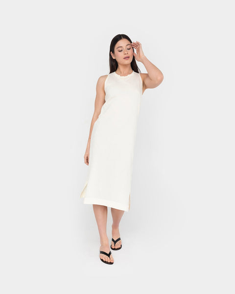 Women's Black Relaxed Fit Midi Tank Dress