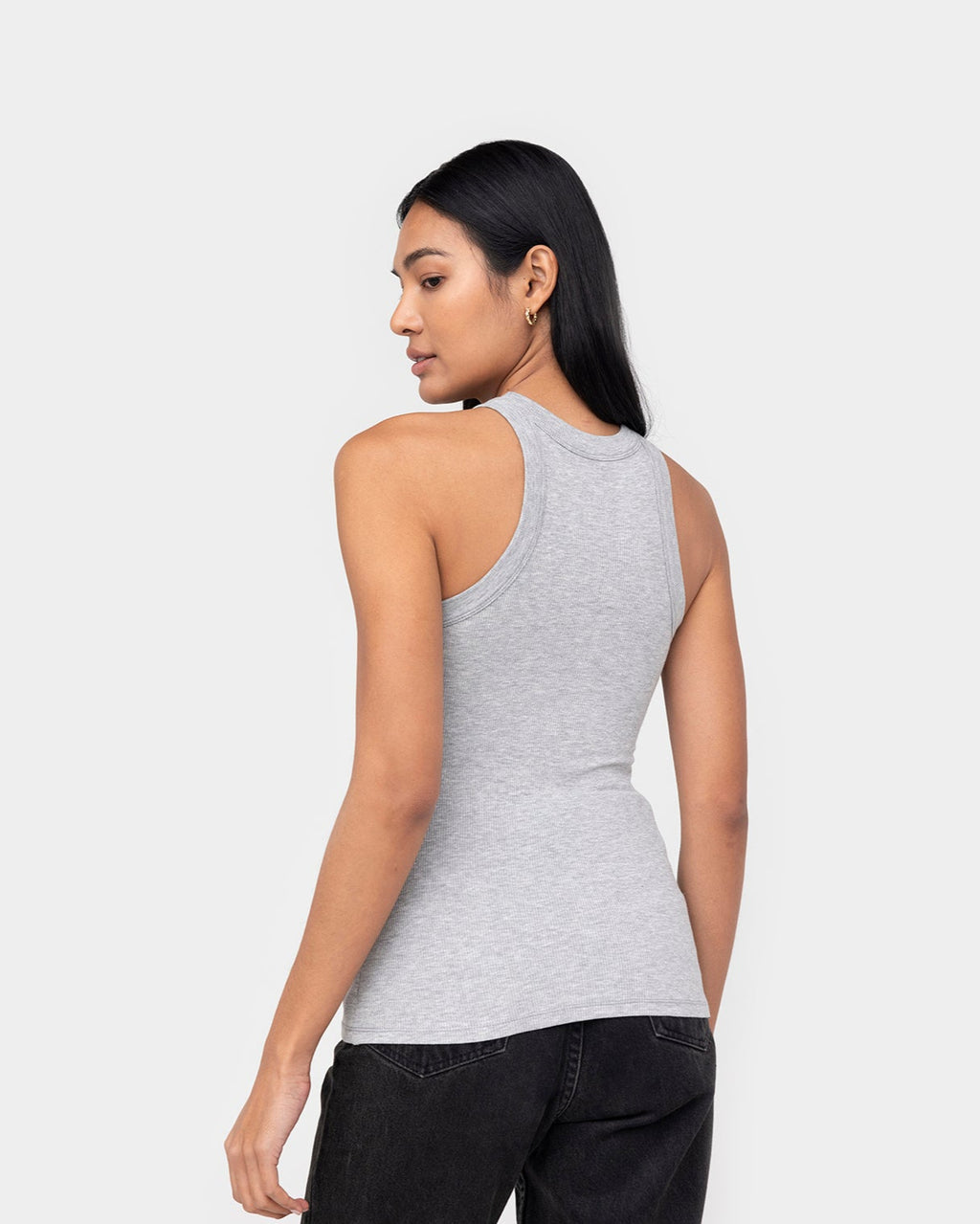 Women’s White Rib Fitted Racerback Tank | EasyStandard