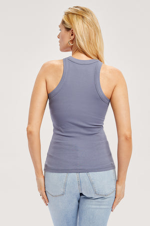 Rib Fitted Racer Tank (Steel Gray)
