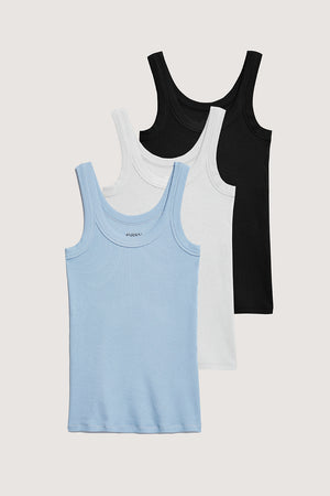 Women's Rib Fitted Scoop Tank 3 Pack
