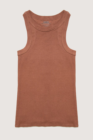Rib Fitted Racer Tank (Latte)