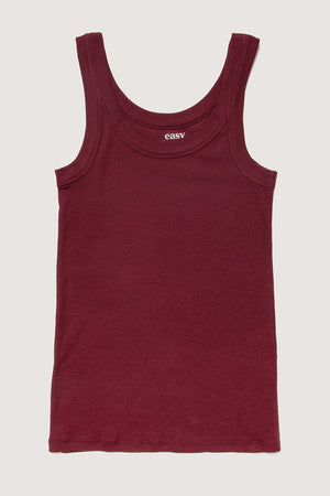 Rib Fitted Scoop Tank (Bordeaux)