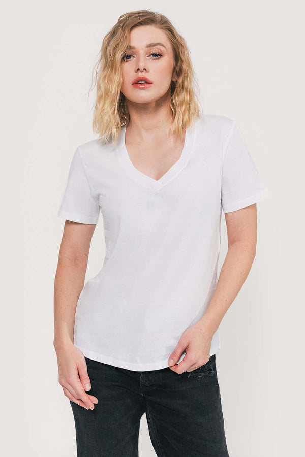 Relaxed V-Neck T-Shirt (Brilliant White)