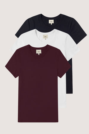 Fitted Crew Neck T-Shirt Bundle (Red, Red Wine)