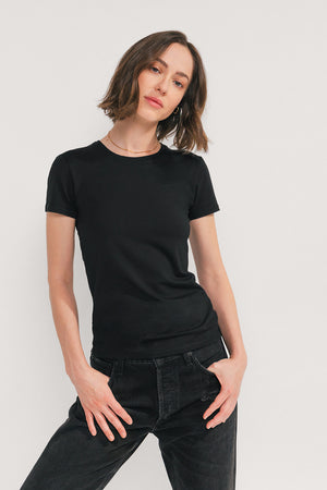 Fitted Crew Neck T-Shirt (Jet Black)
