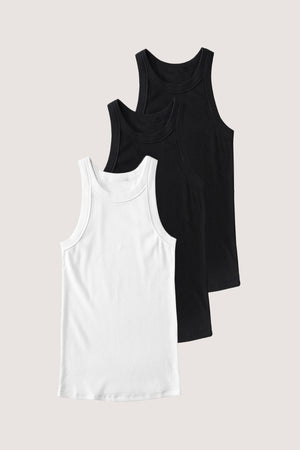 Rib Fitted Racer Tank Bundle (Domino)