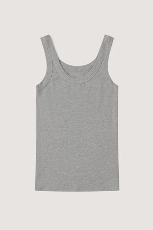 Rib Fitted Scoop Tank (Heather Grey)