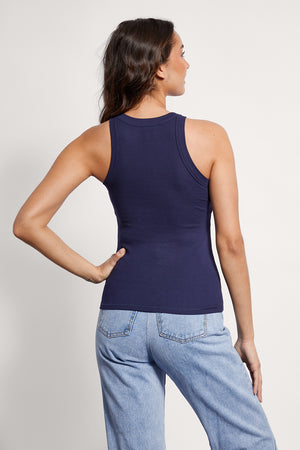 Rib Fitted Racer Tank (Midnight)