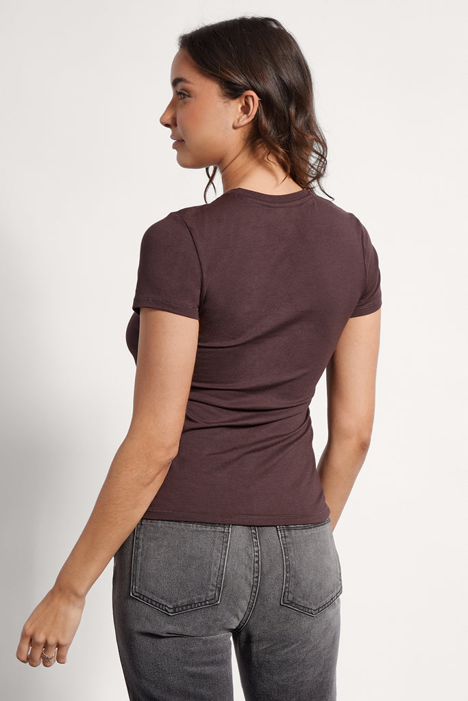 Women’s Brown Fitted Crew Neck TShirt EasyStandard